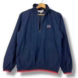 Denver Hayes Golf Windbreaker Jacket Navy Blue Half Zip Sz S Embroidered Logo
